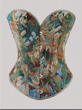 Tapestry Floral Strapless Corset Top in Multi-Color